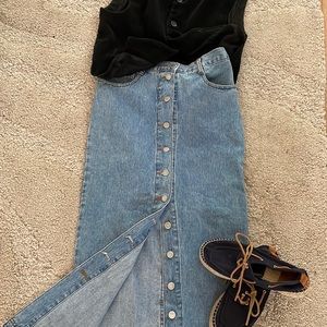 Denim Maxi Skirt - Blue